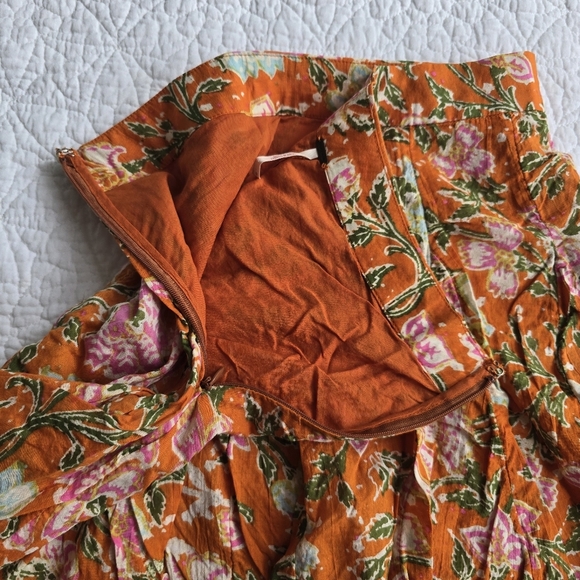 Free People End Of The Island Godet Mini Floral Skirt Size 0 - Picture 7 of 12